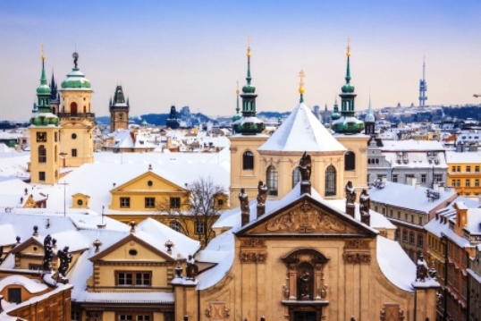 Snowy Roof Tops of Prague